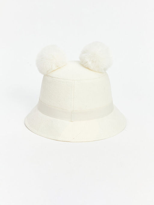 Ponpon Detayl? K?z ?ocuk Bucket ?apka
