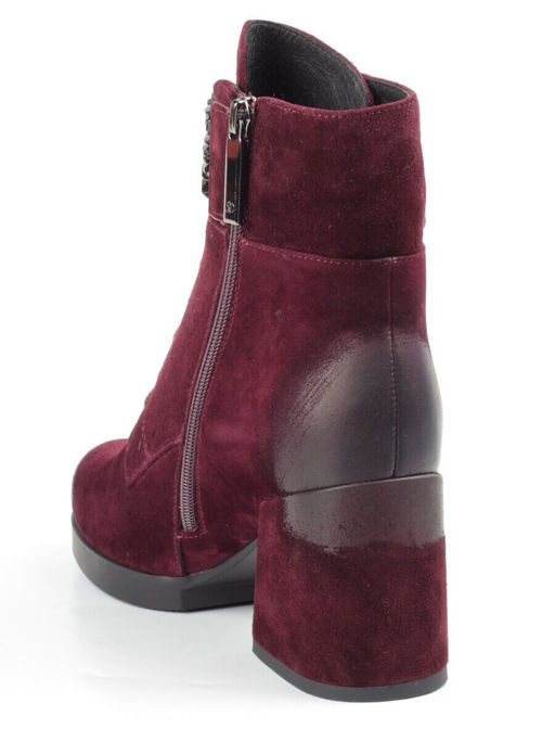 04-R135-2 BURGUNDY Ботинки зимние женские (натуральная замша, натуральный мех)