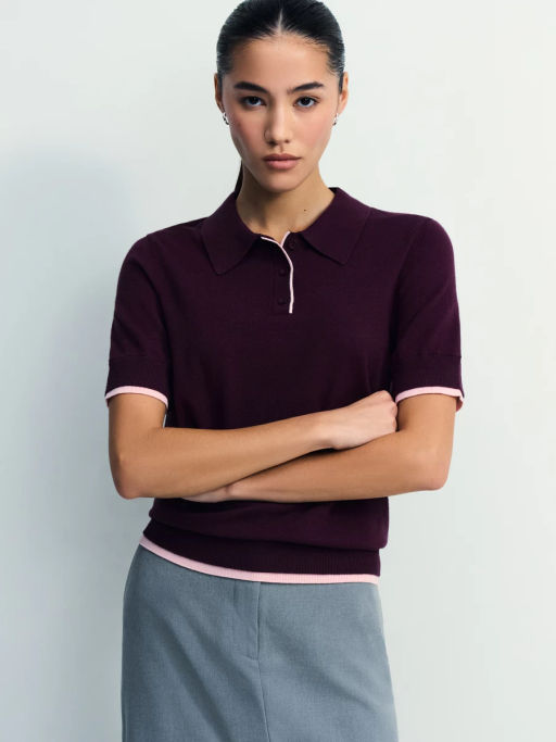 Джемпер поло из вискозы с короткими рукавами / Zarina