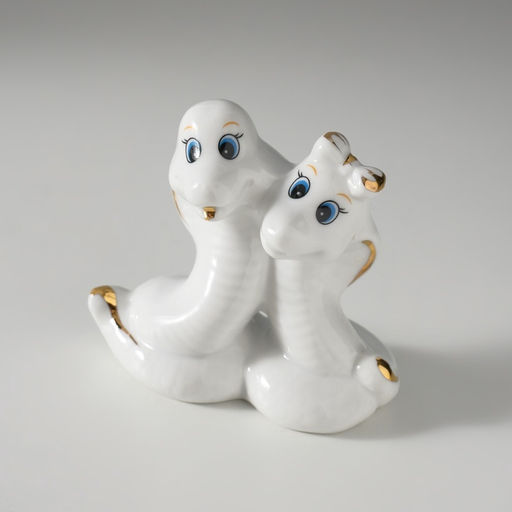 Фигурка керамика Парочка кобр: любовь, белый с золотом, 4.5?9?8 см