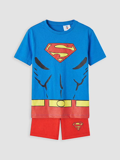 Superman Bask?l? Erkek ?ocuk ?ortlu Pijama Tak?m?