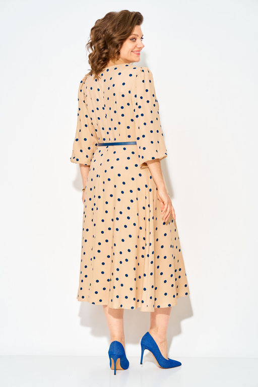 Платье Liliana 1511 л бежевый+синий  фото 5