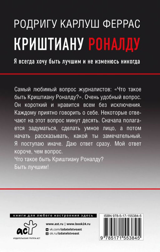 Криштиану Роналду. "Я всегда хочу быть лучшим и не изменюсь никогда"