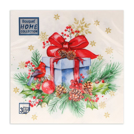 Цена за 2 шт. Салфетки бумажные Home Collection Classic Подарок на Новый год, 3 слоя, 33?33 см, 20 шт.