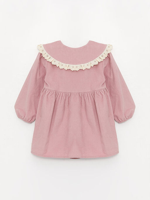 Bebe Yaka Uzun Kollu K?z Bebek Kadife Elbise - Waikiki фото 2