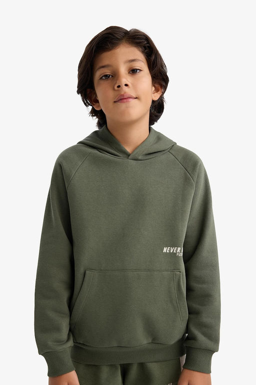 Kap__onlu Bask_l_ __i Yumu_ak T_yl_ Sweatshirt Erkek _ocuk - Defacto фото 3