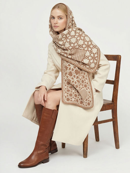 в составе ШЕРСТЬ и КАШЕМИР Большой, мягкий, теплый двусторонний палантин - Tantino фото 8