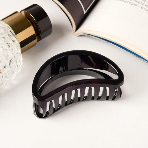 Цена за 12 шт. Крабик для волос «Глянец», утончённая дуга, 6.5×3 см, чёрный