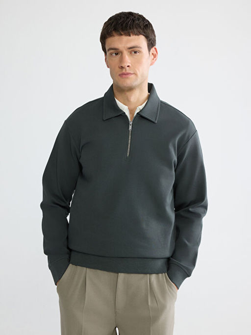 Polo Yaka Erkek Sweatshirt