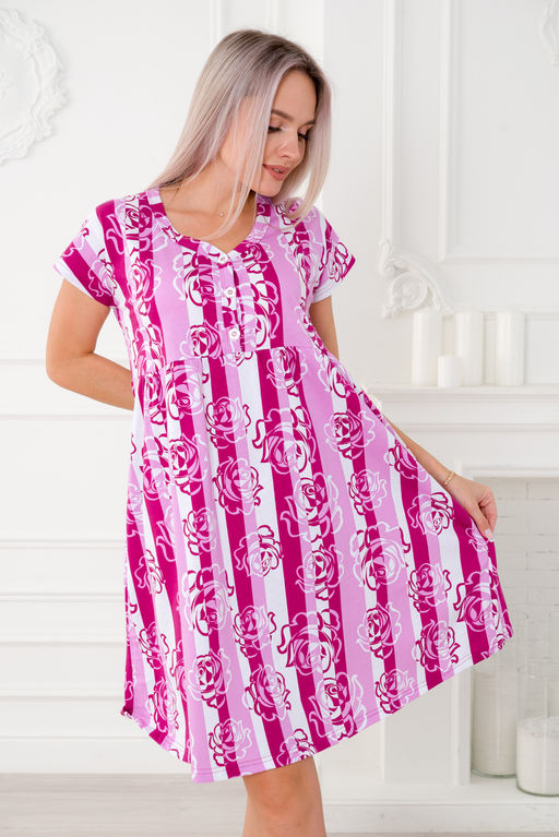 Ночная сорочка из кулирки Долорес лиловая роза - Амадэль фото 7