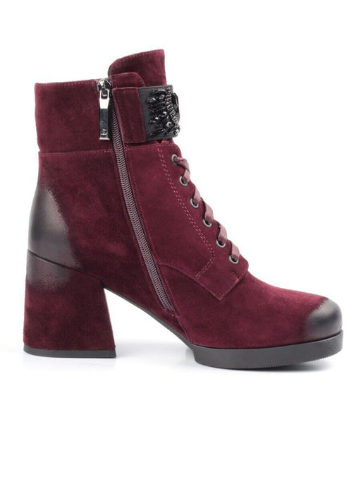 04-R135-2 BURGUNDY Ботинки зимние женские (натуральная замша, натуральный мех)