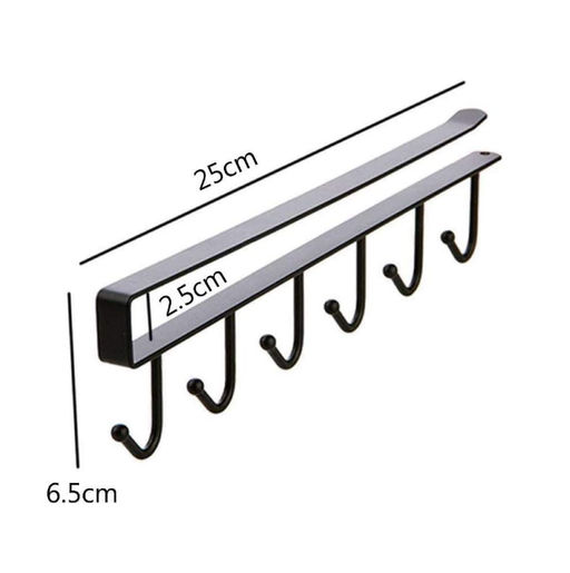 Держатель универсальный для полотенец, кухонный, 6 крючков,черный - Buro фото 2
