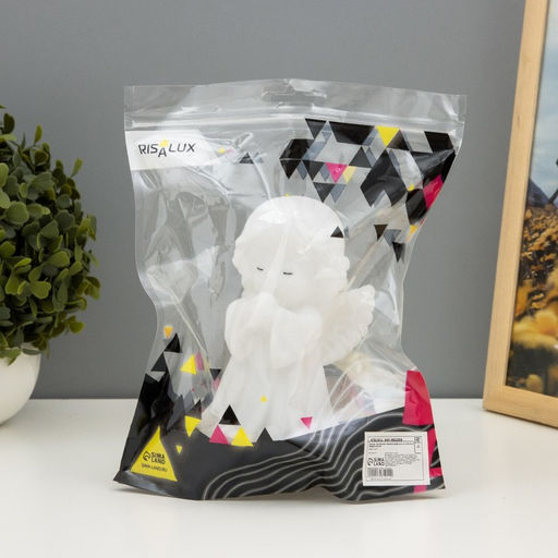 Фигурка светящаяся RISALUX «Ангелочек», LED-ночник, батарейки 3×LR44, белый, 8.5×8×14.5 см