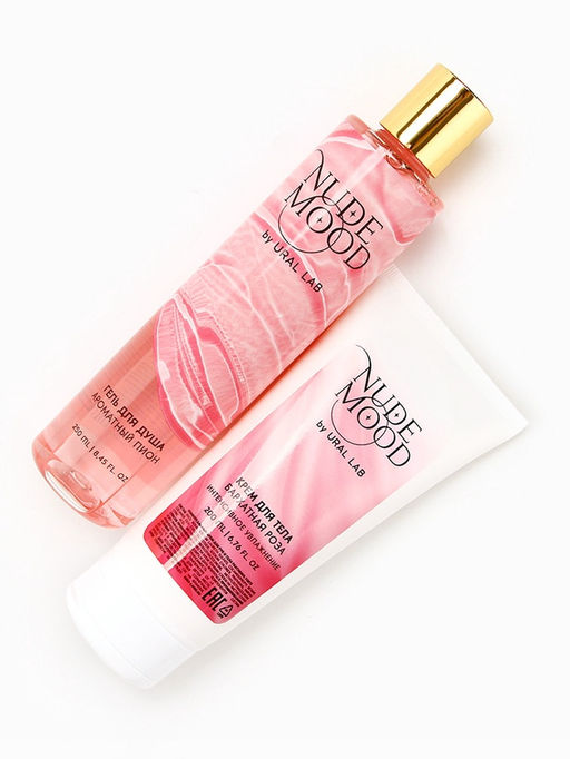 Подарочный набор NUDE MOOD, гель для душа 250 мл и крем для тела 200 мл, аромат пиона и розы, URAL LAB  фото 4