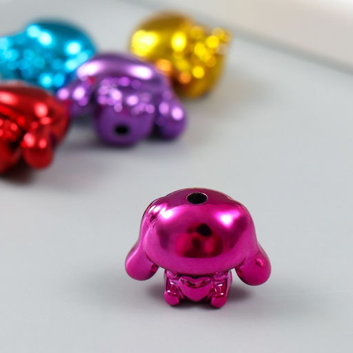 Цена за 5 шт. Бусина для творчества пластик «Зайчик глянцевый металлик», 2.1×1.6×1.3 см, МИКС