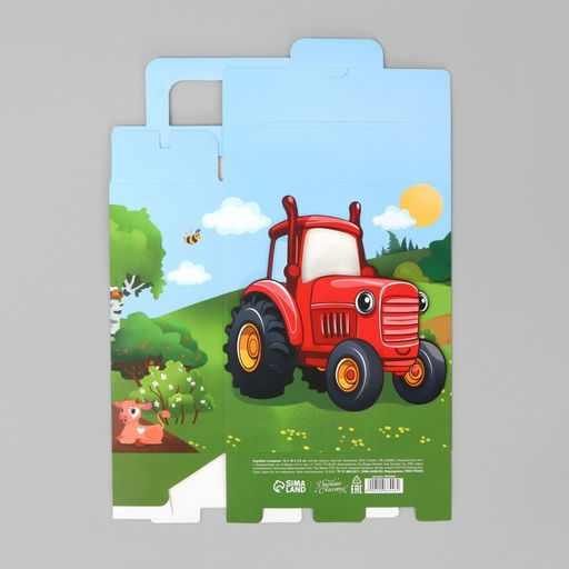 Цена за 2 шт. Коробка подарочная складная, упаковка, «Красный трактор», 18×15×7.5 см