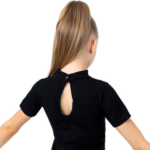 Купальник гимнастический Grace Dance, с шортами, с коротким рукавом, р. 32, цвет чёрный  фото 5