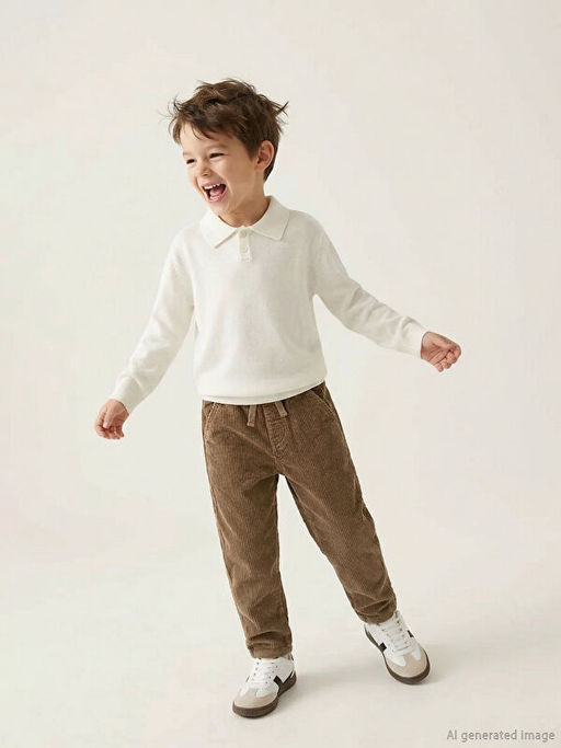 Polo Yaka Uzun Kollu Erkek ?ocuk Kazak