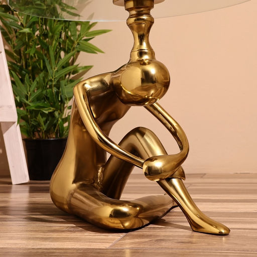 Столик кофейный, 50×50×46 см, алюминий, стекло