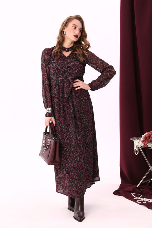 Платье NIKVA н801-2-Р винный леопард  фото 2