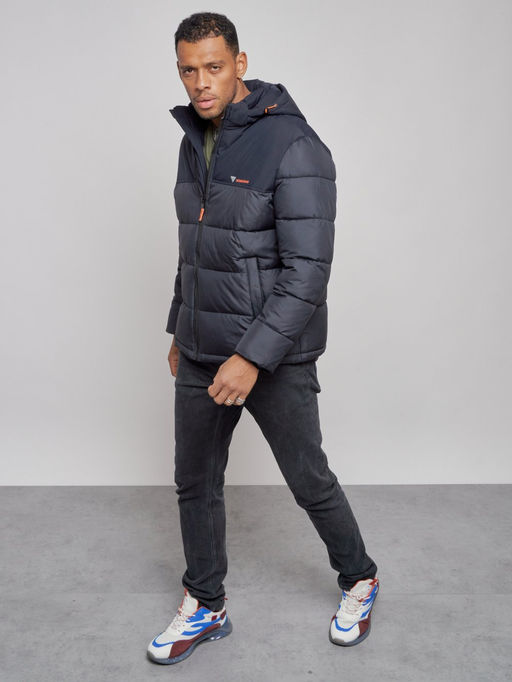 Куртка мужская зимняя с капюшоном спортивная великан темно-синего цвета 8377TS - Wonderrman фото 10