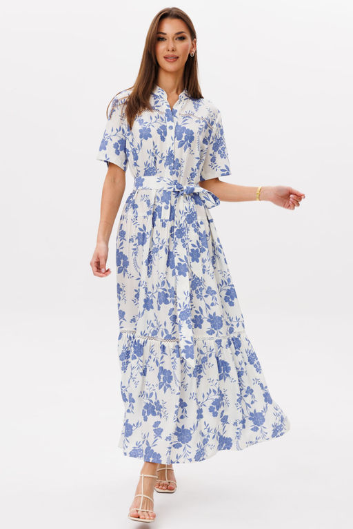 Платье Lars Style 1099 молочно-голубой принт