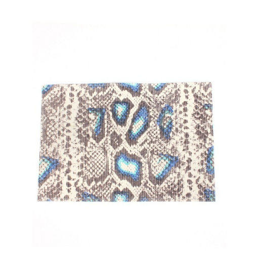 Обложка для паспорта Croco-П-404 (5 кред карт) натуральная кожа серый/синий питон/голубой св флотер (506/20) 265343