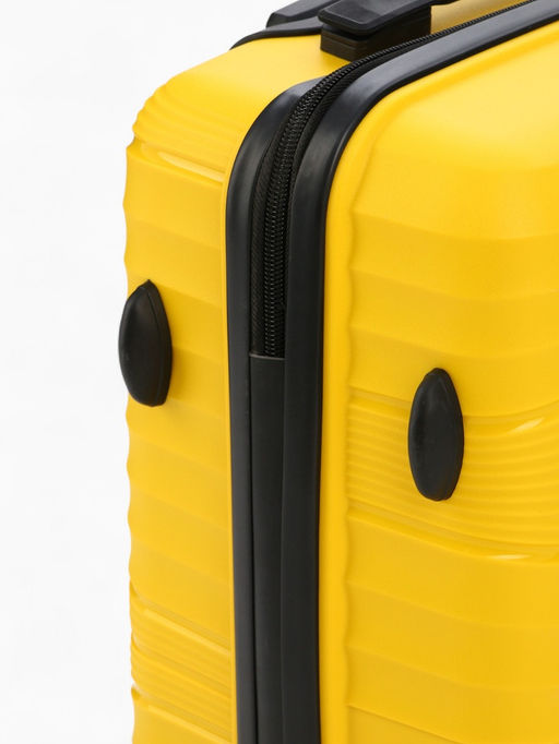 Чемодан на колёсах «Полосы», маленький 44 л (S), на молнии, кодовый замок, 4 колеса, жёлтый