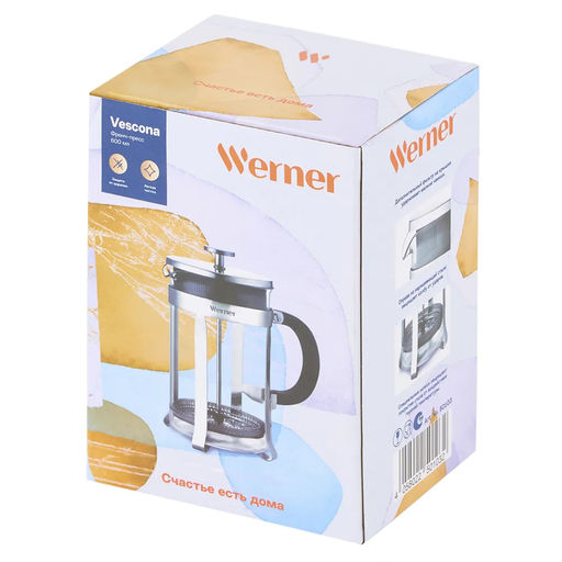 50103 WERNER Френч-пресс VESCONA 600мл. Материал: боросиликатное стекло, нерж.сталь 18/10, пластик.  фото 5