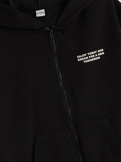 Kap??onlu Erkek ?ocuk Fermuarl? Sweatshirt