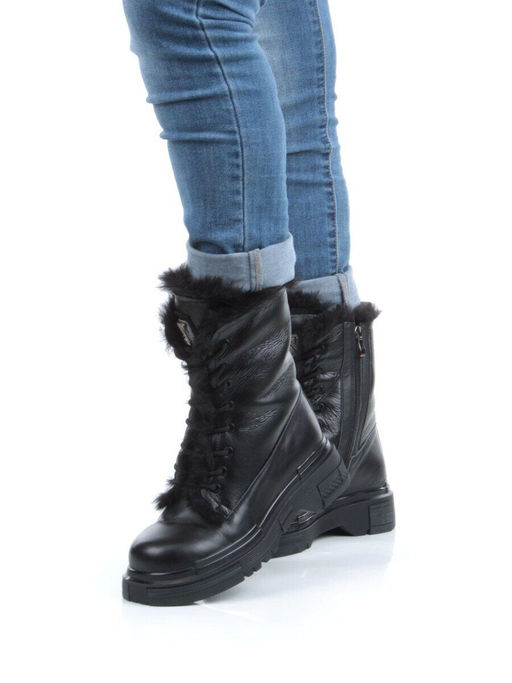 04-YPM5822A BLACK Ботинки зимние женские (натуральная кожа, натуральный мех) - Фабричный китай фото 15