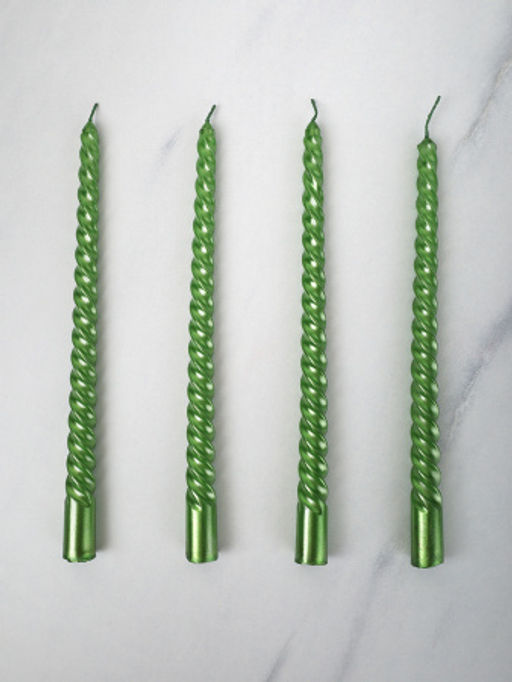Свеча стержень 4 штуки 25 см витая глянец / LY-153 /уп 144/ зеленая - ГалеонТрейд фото 3
