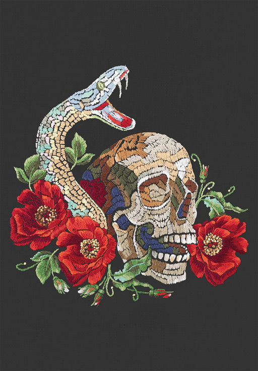 Набор для вышивания PANNA Живая картина JK-2334 Череп со змеей 18 х 18.5 см