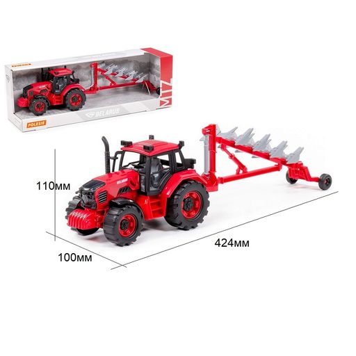 Трактор "BELARUS" с плугом (91338) в коробке 44,5*11,5*14,7см, Полесье