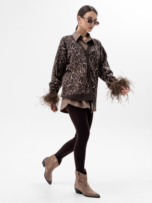 леггинсы из хлопка с добавлением лайкры,темно-коричневые - Binita фото 3