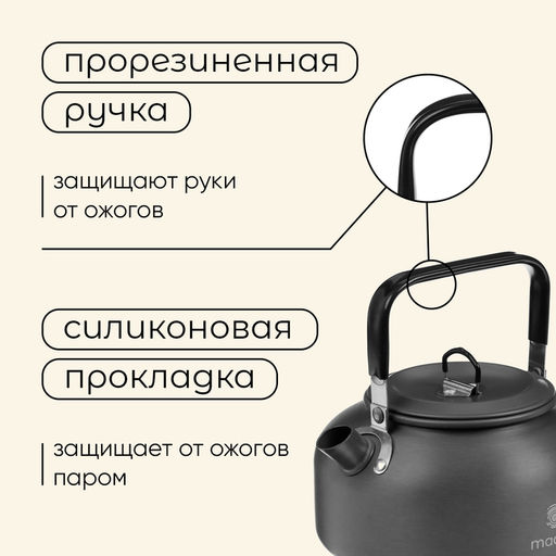 Набор туристической посуды maclay: чайник, кастрюля, сковорода, 3 чашки, черпак, лопатка, губка  фото 4