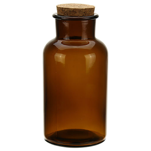 Бутылка для настоек стеклянная "Травы" 0,55л, h16,3см, д8см, пробка-дерево, широкое горло-4,5см, дымчатый (Китай)