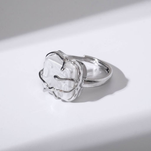 Кольцо «Аура» квадрат, цвет белый в серебре, безразмерное