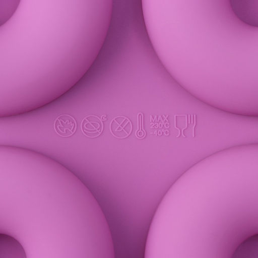 Форма для выпечки Доляна «Сладости.Пончик», силикон, 33×25×2 см, 12 ячеек, d=6.8 см, фиолетовая