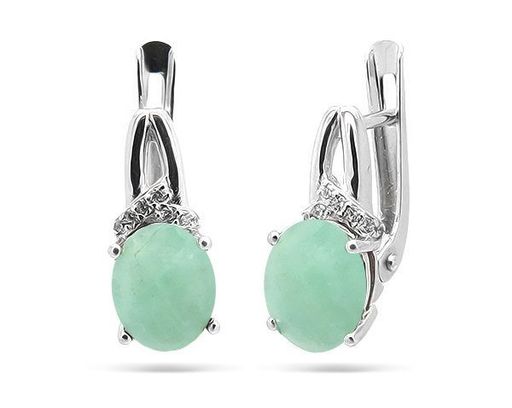 Серьги из серебра изумруд, SL-RIC14