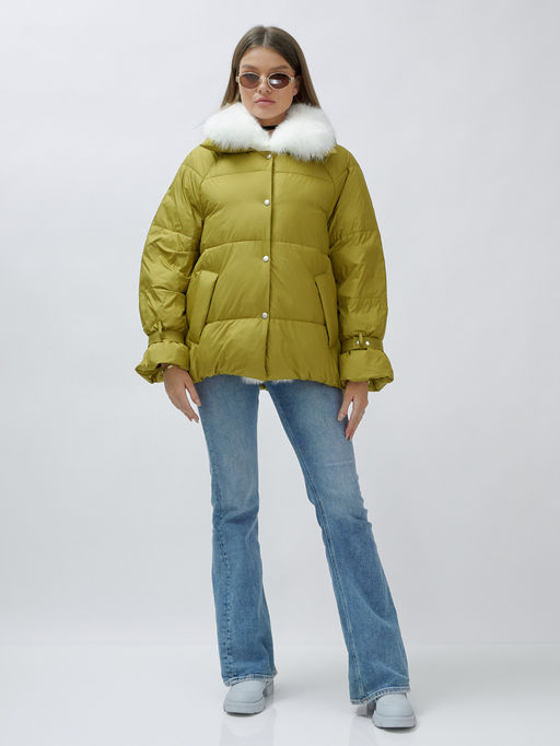 ВИДЕООБЗОР Куртка Бренд Visdeer ПРЕМИУМ КЛАССА зимняя с мехом ЕНОТА, горчичного цвета - Mtforce фото 2