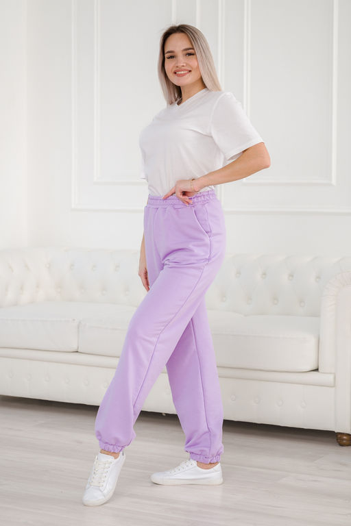 Брюки женские из футера петля Прогулка лила