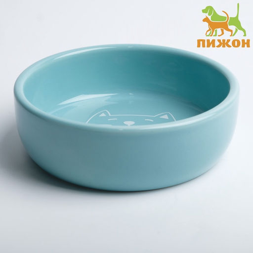 Миска керамическая Meow 300 мл - 13.413.44 см, голубая - Пижон фото 2