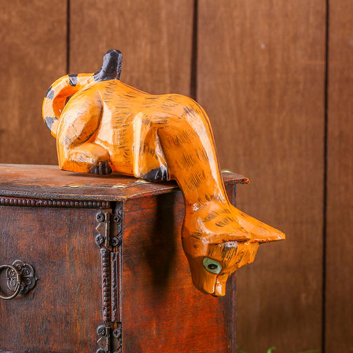Фигура «Котёнок Рыжик подглядывает», 17×14×6 см, дерево