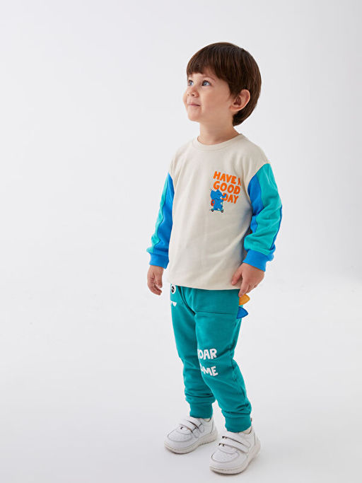 Beli Lastikli Bask?l? Erkek Bebek Jogger E?ofman Alt - Waikiki фото 2