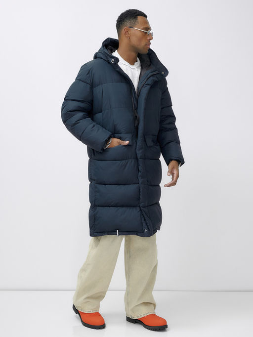 Парка MTFORCE мужская зимняя модная удлиненная спортивная темно-синего цвета 2416_1TS фото 4