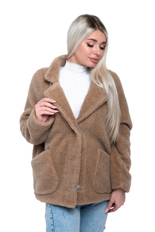 Пальто стильное из верблюжьей шерсти SHORT BARREL, цвет Camel, цвет КОРИЧНЕВЫЙ