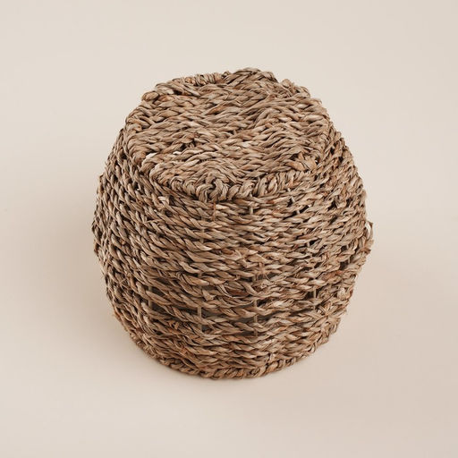 Кашпо SL Home ручного плетения, круглое, солома, 15.5×15.5×12.5 см