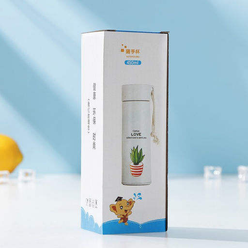 Бутылка для воды «Кактус», 420 мл, h=19.5 см, стекло, пластик, рисунок МИКС