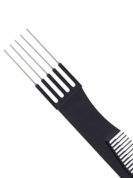 Kristaller Профессиональный гребень для волос с металлической вилкой 06969, карбон, черный, 19,5 см